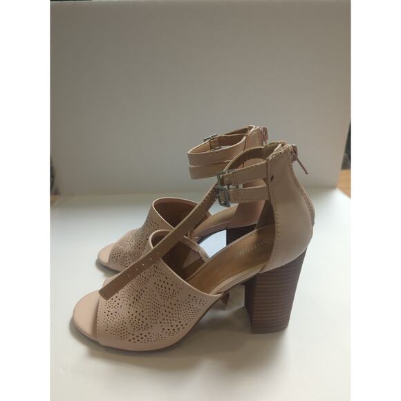 Maurices Sandals Womens 6 Jenna Ankle Strap Blush Faux Leather Block Heels - Picture 5 of 10